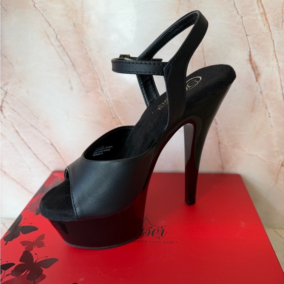 Pleaser Black Leather Platform Heels - Picture 5 of 7